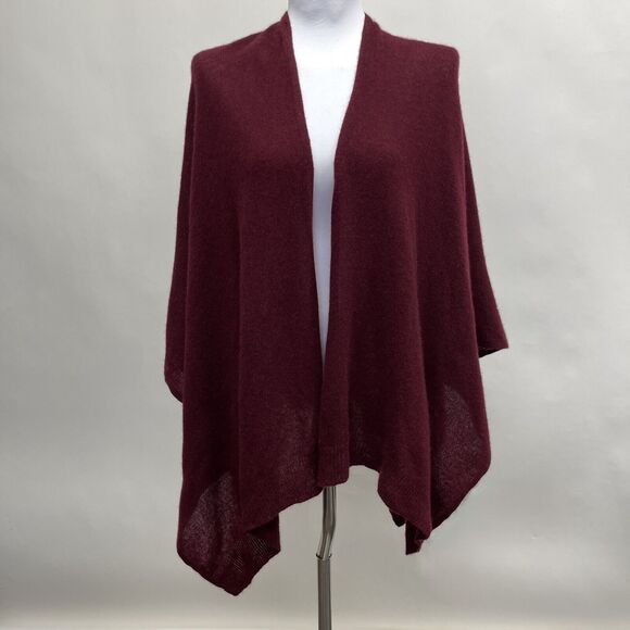 Charter Club Luxury Poncho Shawl Sweater One Size 100% Cashmere Burgundy Red - Picture 1 of 6